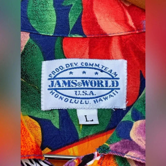 Jams World Santa Monica Floral Rayon Hawaiian Shirt Mens L Surf Line USA large - Picture 4 of 14